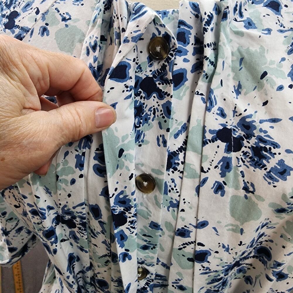 NWT Kaktus Women XXL Blue White Shibori Tie Dye Dress Button Up Pockets Tie Belt - Picture 9 of 13